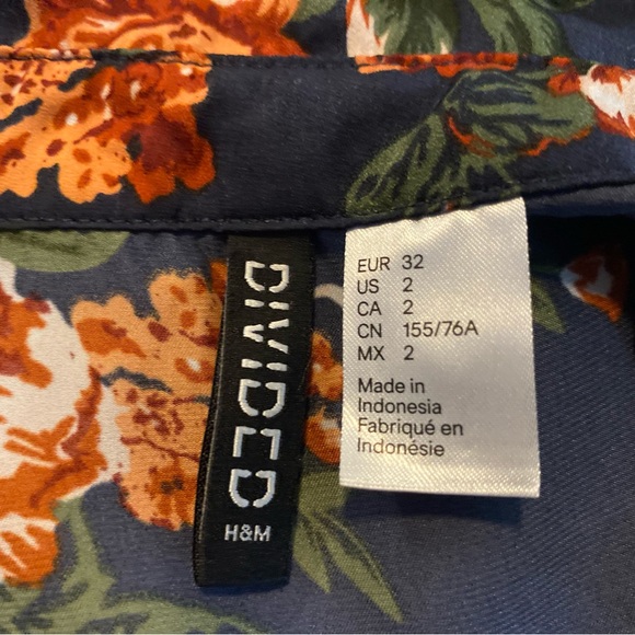 H&M Divided Navy Blue Orange Floral Shirtdress 2 - Picture 6 of 6